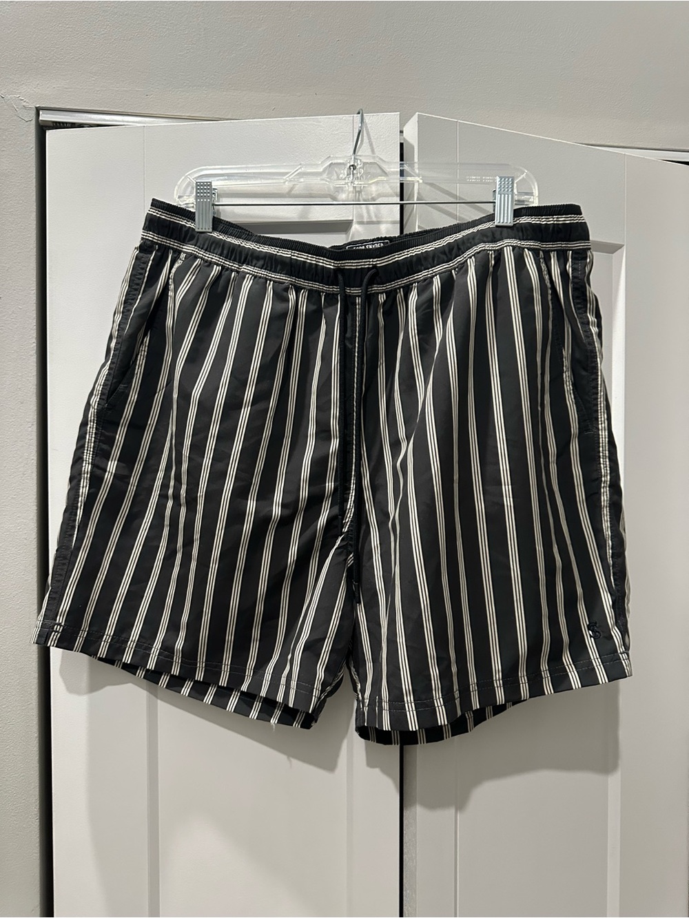 Todd Snyder Black and White Striped Swim Trunks